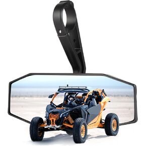 مرآة مركزية TUV مرآة رؤية خلفية عالمية تناسب حامل قضيب لف مقاس 1.6 بوصة - 2 بوصة تناسب Polaris RZR Can Am X3 Maverick Yamaha Rhino YXZ 1000 Kawasaki Pioneer