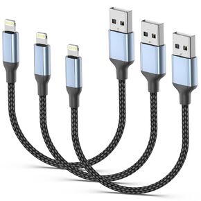 1FT Short iPhone Charger Cord, [MFi Certified] 3Pack USB to Lightning Cable Short 1 Foot iPhone Charging Cable Fast Charging Small iPhone Cords for iPhone 14/13/12/11Pro/X/XR/8/7/6s/Plus/iPad