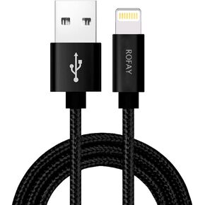 2ft iPhone Charger Cable [MFI-Certified] Nylon Braided High Speed 2FT USB-A to Lightning Cable Compatible for iPhone 14 13 Pro Max/12/11 Pro/XS/XR/X/8/7/6/5/iPad (2ft, Black)