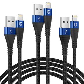 3Pack iPhone Charger Cord 6 ft, [Apple MFi Certified] USB A to Lightning Cable Braided Fast Charging Cord Compatible with iPhone14/13/12/11 Pro Max/Pro/XS Max/XS/XR/X/8 Plus/8/7/iPad/iPod