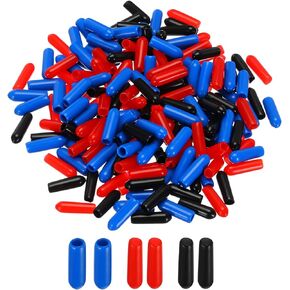 uxcell 90pcs Rubber End Caps 5.5mm ID Vinyl PVC Round Tube Bolt Cap Cover Screw Thread Protectors, Black Red Blue