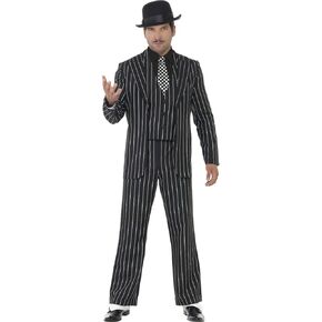 Smiffys Men's Vintage Gangster Boss Costume, Large, Black