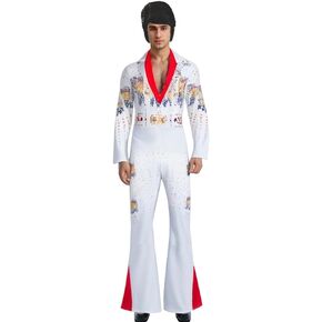 LVLING Mens 70s Aloha Elvis Costume Vegas Rock Star Jumpsuit
