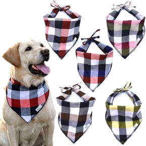 BSeries Unique Style Dog Bandanas | 5 PCS Washable Soft Cotton Dog Kerchiefs | Adjustable Dog Scarf for Small, Medium, Large Girls Boys Puppies Dogs of All Breeds