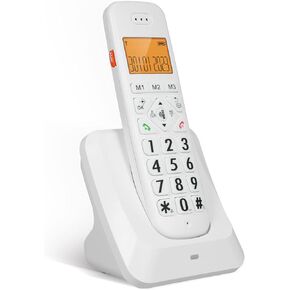 Expandable Cordless Phone with 1.8inch LCD 3 Lines Display Support 5 Handsets Connection 13 Shortcut Keys Call Block Hands-Free Calls Function 16 Languages with Big Buttons for Office Family