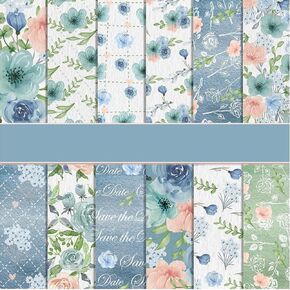 24 Patterned Papers Double-sided 11.8"x 11.8", DIY Photo Frame Background Decorative Page Patterned Paper Pack for Cardmaking Photo Frame (Bohemian Floral)