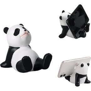 Kawaii Phone Stand for Desk,Adjustable Compatible with Smartphones and Tablets,Cute Panda Smartphone Stand,Kawaii Room Decor Aesthetic (Black)