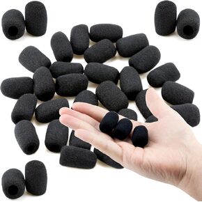30 Pack Lapel Microphone Windscreen Headset Mic Foam Cover Pads Mini Size Protector Cover for Small Lapel and Headset Microphones, Black