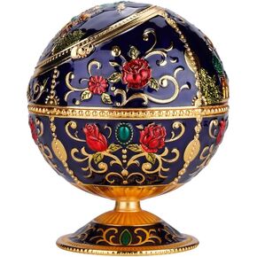Round Ball, Globe Ashtray with Lid Stamped Pattern Ball Ashtray Ball for Outdoors Indoors Home Hotel(Royal Blue Castle)