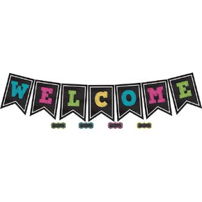 Teacher Created Resources TCR5614 Chalkboard Brights Pennants Welcome Bulletin Board, Paper, Multi