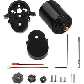 Aluminum Alloy Gearbox Housing Gear Box & Steel Gears with 370 Motors Compatible with WPL D12 1/10 RC Car (Black)