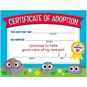 Pet Rock Adoption Certificates - 12 Pieces