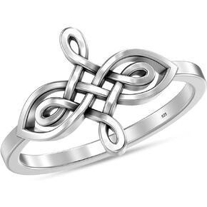 LeCalla 925 Sterling Silver Celtic Knot Rings Lightweight Cross Heart Eternity Wedding Band Rings for Women