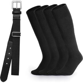 Baseball Socks and Belt Combo for Youth Adult - Softball Socks and Belts for Boys and Grils (2 Pairs of Socks & 1 Belt)
