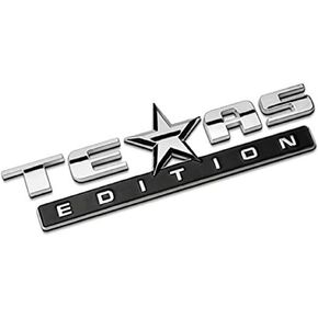 1 Count Silver+Black 3D Texas Edition Emblem Compatible with Chevy Silverado Sierra Car Truck Auto Universal Decal