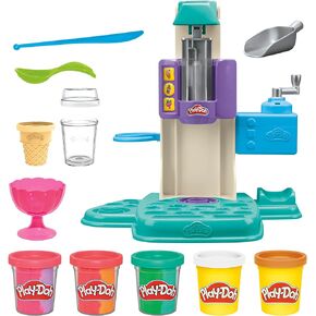 Play-Doh Rainbow Swirl Ice Cream Playset with 7 Pretend Play Kitchen Accessories, Arts and Crafts Toys for 3 Year Old Girls and Boys and Up