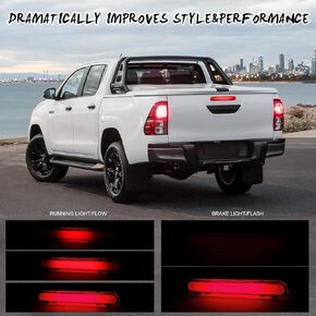 LED 3rd Lamp Assy Center Stop Genuine Rear Tailgate High Mounted Brake Light Transparency Running Water Design Gradual Change and Flash Fits TOYOTA HILUX 7 VIGO 2005-2017 Series 81570 OEM Replacement