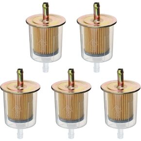 Universal Inline Fuel Filter for Industrial Tractors Cars Trucks Motorcycles Gas Powered Engine, Pack of 5