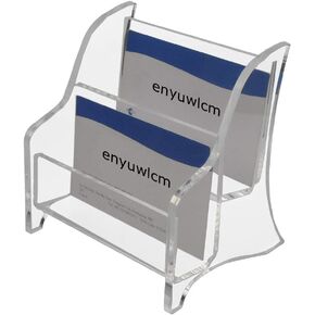 Enyuwlcm Acrylic 2 Tier Business Card Holder Display for Desk Elegant Business Card Stand for Office Counter Black/Clear