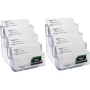 2 Pack Transparent 4-Tier Business Card Holder Acrylic Card Display Desk Stand Holder