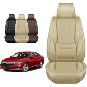 OASIS AUTO Seat Covers Compatible with Honda Accord 2013-2025 Custom Fit Leather Cover Protector Cushion for Sedan Coupe Both 4&2Door (Premium Full Set, Brown)