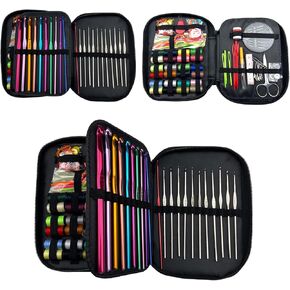 Weabetfu 121 قطعة من خطافات الكروشيه ومجموعة الخياطة، وخطاطيف كروشيه من الألومنيوم وخطاف كروشيه من الدانتيل، وخطاف كروشيه للحياكة، مجموعة كروشيه كاملة للمبتدئين، ملحقات متضمنة للمسافر in Kuwait