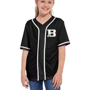 Kid's Baseball Jersey Letter Printed T Shirts Boys Girls Button Down Jerseys Hipster Lightweight Sports Tops