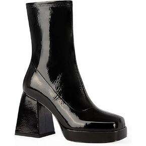 ANN CREEK Women's Go Go Chunky Heel Ankle Boots Platform Square Toe Elastic Short Boots