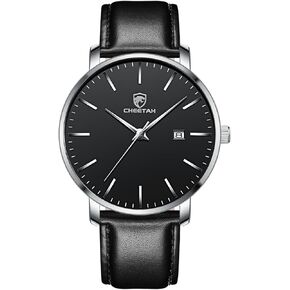 CHEETAH Minimalist Waterproof Quartz Watches for Men with Leather Strap, Auto Date