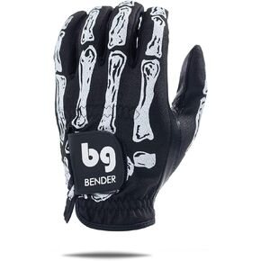 BG Bender Golf Glove | Wear On Left | (Black Bones, Mens Small)