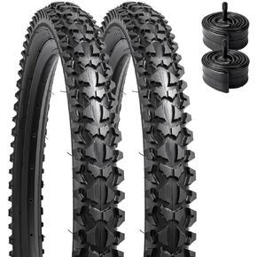 YUNSCM 16" Bike Tires 16 x 2.125(57-305) 60TPI and 16" Bike Tubes Schrader Valve with 2 Rim Strips Compatible with Mountain Bike 16x2.0 16x2.10 16x2.125 16x2.20 Bicycle Tires and Tubes (Y-1184)