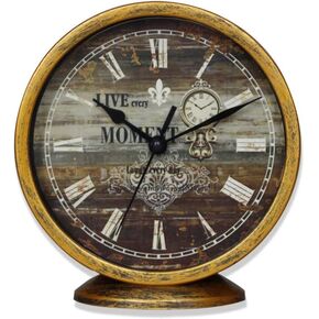 SAC SMARTEN ARTS Classic Silent Desk Clock 6 Inch Non-Ticking Decor Silver Wall Clocks Easy to Ready for Kitchen Bathroom Office