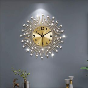 Wall Clocks for Living Room Decor Modern Large Wall Clock Battery Operated Silent Non Ticking for Bedroom Office Kitchen Home Decorative 24 inch Crystal Big Wall Decor for Indoor House