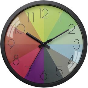 12 Inch Wall Clock Colorful Silent Non-Ticking Modern Clock Round Battery Powered,Decor for Living Room, Bedroom, Kitchen, Office, School Classroom (A-Black, 12"" (Inch)), TUU622