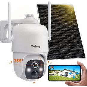 كاميرات مراقبة Yakry لاسلكية تعمل بالطاقة الشمسية في الهواء الطلق - واي فاي 2K ثنائي الاتجاه صوت منزلي ذكي كاميرا خارجية مع لوحة شمسية ملونة 5 وات رؤية ليلية وكاميرا خارجية تعمل بالبطارية وكشف الحركة in Kuwait