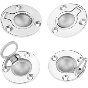 Mtsooning 4PCS Boat Ring Hatch,50mm/1.97" Round Flush Pull Latch, Stainless Steel Deck Recessed Pull Handle, Marine Mount Lifting Ring Locker