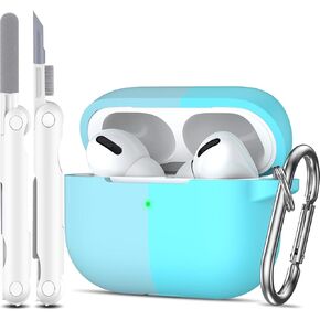 غطاء حافظة MHYALUDO Airpods Pro الجيل الأول، حافظة واقية مقاومة للصدمات من مادة TPU الشفافة الناعمة من الدرجة العسكرية مع قلم تنظيف لحقيبة شحن Apple Airpods Pro 2019، أخضر شفاف in Kuwait