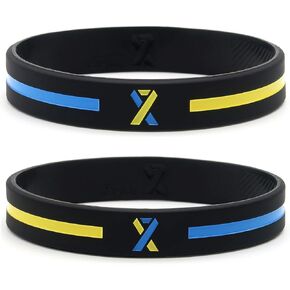 (12-Pack) Down Syndrome Awareness Ribbon Bracelets - Wholesale Pack of 1 Dozen Unisex Silicone Rubber Wristbands in Bulk for Men Women…