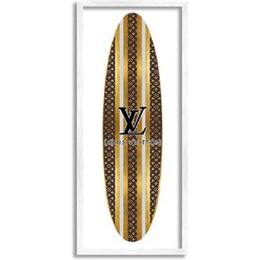 Stupell Industries Glam Stripes Pattern Designer Fashion Emblem Surfboard, Design by Madeline Blake
