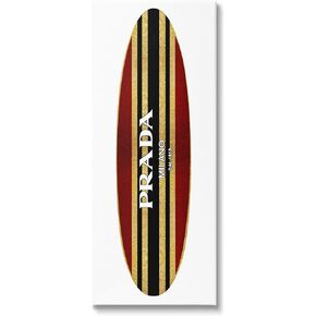 Stupell Industries Red Black Fashion Stripes Trendy Designer Surfboard, Design by Madeline Blake
