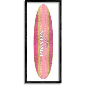 Stupell Industries Pink Sparkle Fashion Logo Glam Surfboard Design, Design by Madeline Blake