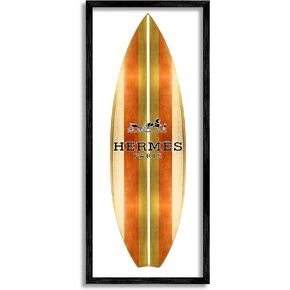 Stupell Industries Sleek Fashion Stripes Glam Designer Emblem Surfboard, Design by Madeline Blake