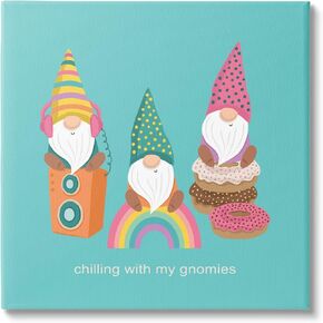 Stupell Industries Whimsical Chilling With Gnomies Phrase Patterned Teal Design, Design by Lisa Perry Whitebutton