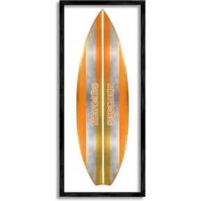 Stupell Industries Orange Glam Stripes Chic Designer Logo Surfboard, Design by Madeline Blake