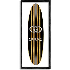 Stupell Industries Sleek Black Stripes Glam Designer Fashion Surfboard, Design by Madeline Blake