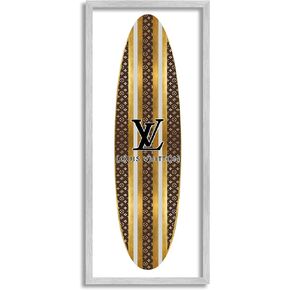 Stupell Industries Glam Stripes Pattern Designer Fashion Emblem Surfboard, Design by Madeline Blake