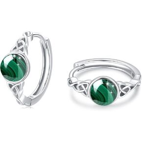 Celtic Huggie Earrings S925 Sterling Silver Gemstone Hinged Hoop Earrings Irish Earrings Cartilage Hoop Earrings Small Hoop Earrings for Women in Saudi Arabia