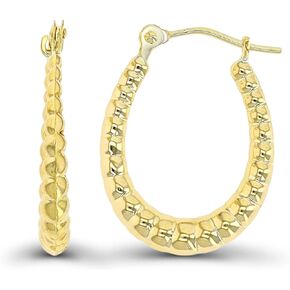 14K Yellow Gold High Polished Shrimp Twisted Hoop Earrings with Hinged Clasp | Various Sizes | Earrings For Sensitive Ears | Solid Gold Earrings For Women and Girls