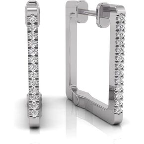 Rectangular shape Diamond Huggies earrings for women in 10K Gold