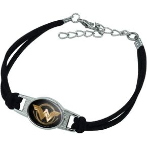 GRAPHICS & MORE Wonder Woman Movie Golden Lasso Logo Novelty Suede Leather Metal Bracelet
